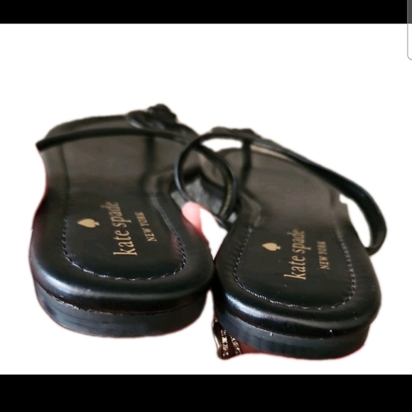 Kate Spade Womens Black Leather Pamela Heart Strap Designer Sandal 6 - Picture 4 of 11